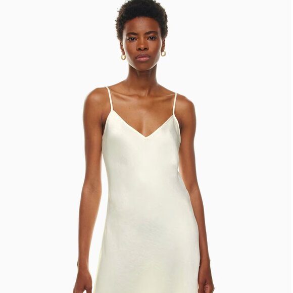 aritzia wilfred dark red satin midi slip dress - size 2XS / size 0 - Picture 1 of 3